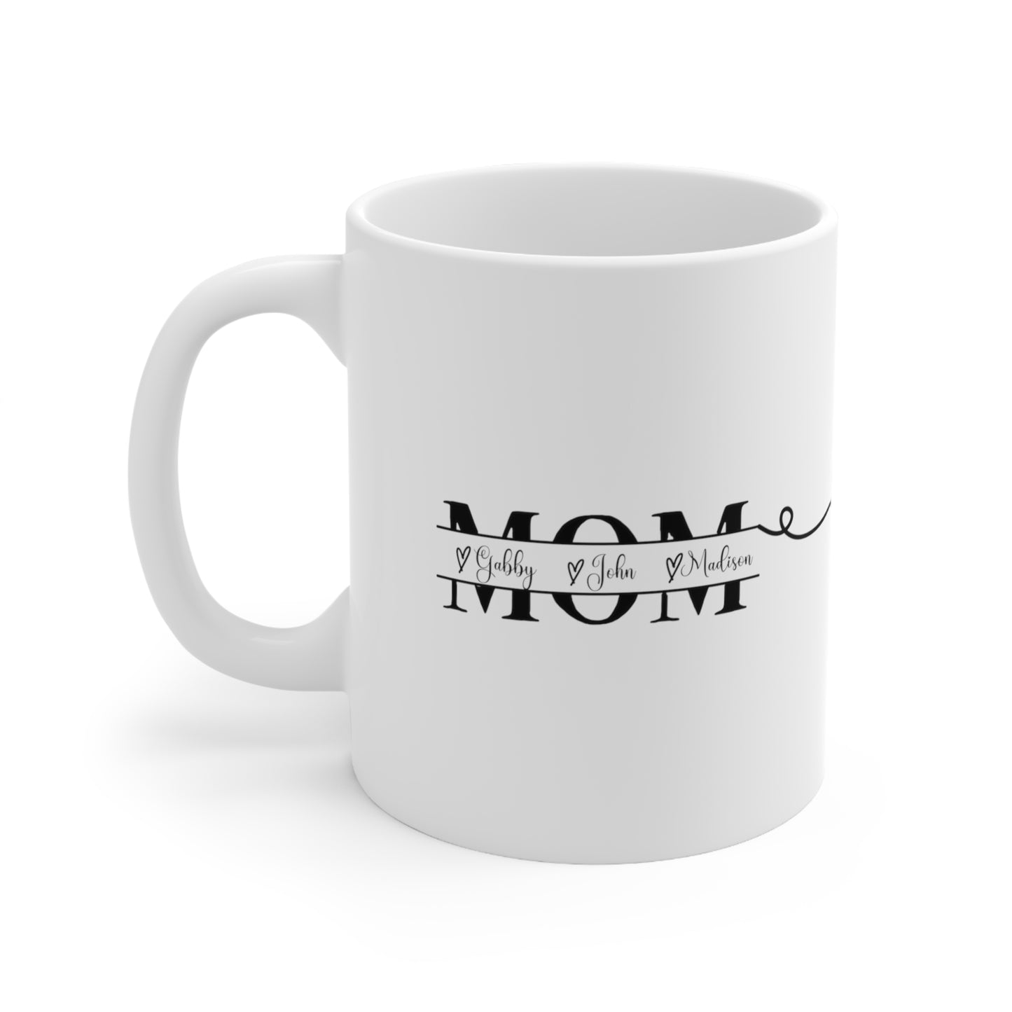 Mom Mug with custom kids names, Ceramic Mug 11oz