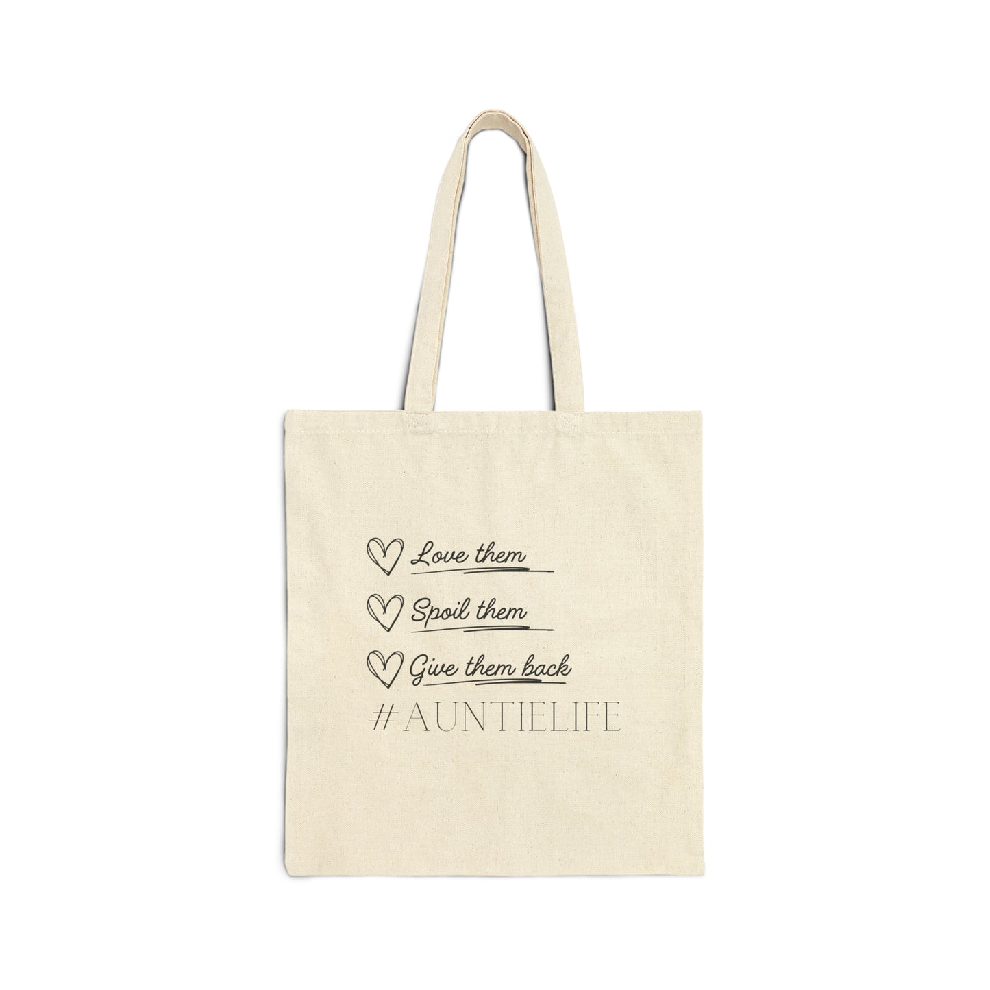 Auntie Life Cotton Canvas Tote Bag with Custom Aunt Name