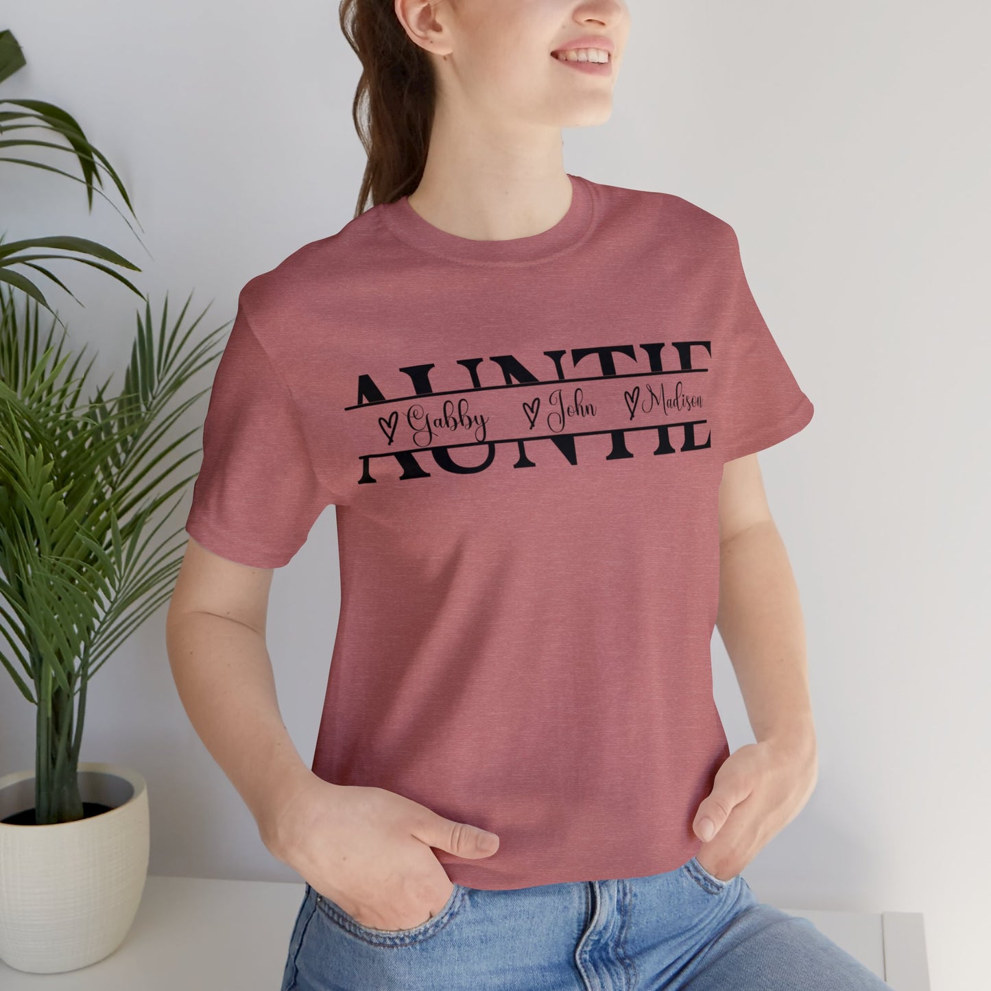 Auntie T-Shirt With Custom Kids Names, Auntie Shirt, Personalized Kids Names