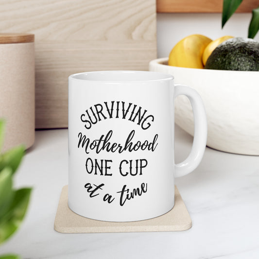 Surviving Motherhood One Cup at a Time Mug, 11oz