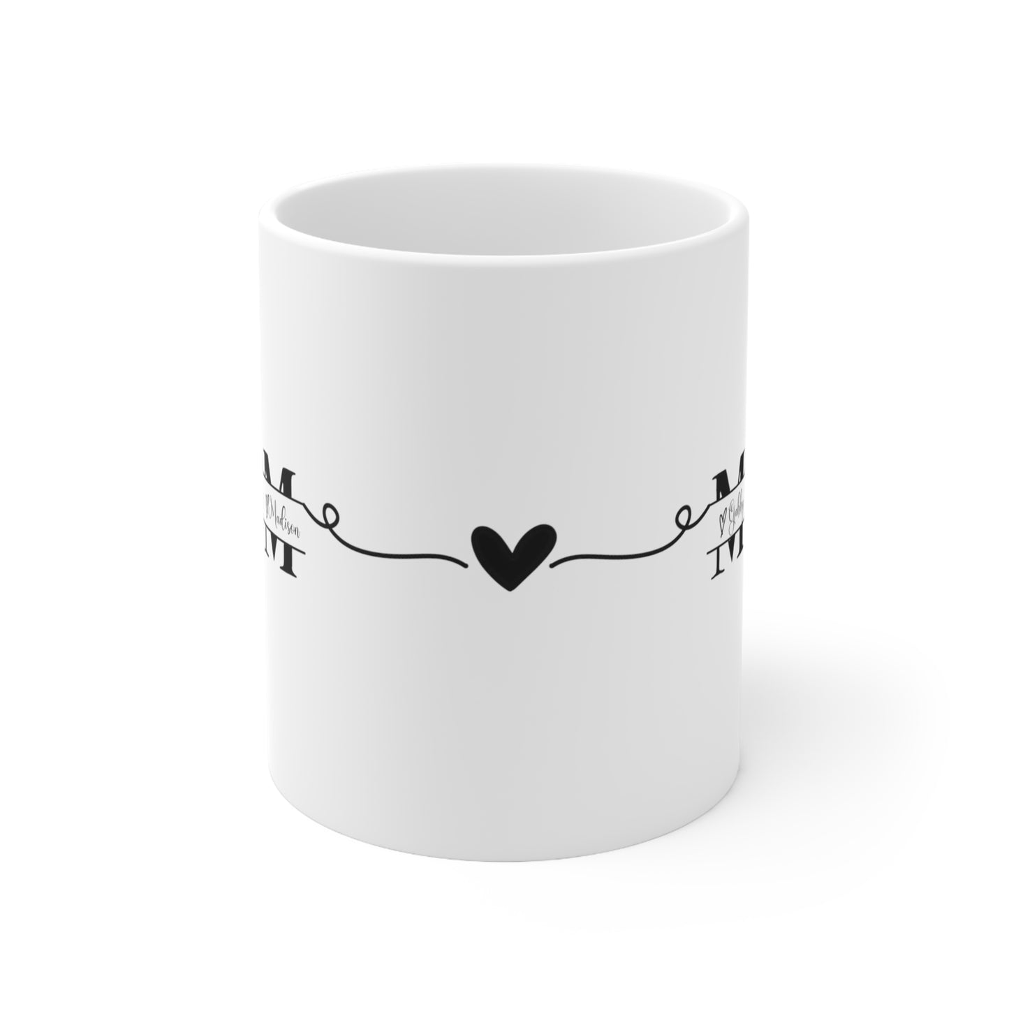 Mom Mug with custom kids names, Ceramic Mug 11oz