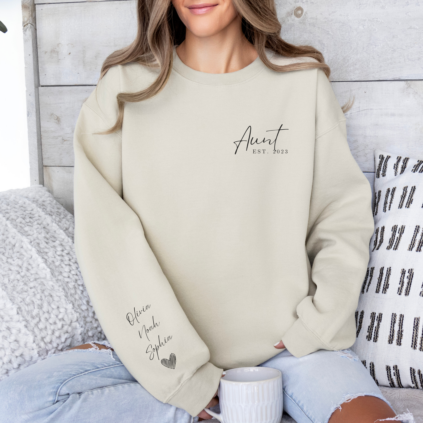 Custom Aunt EST Sweatshirt, Auntie Sweatshirt, Aunt Sweatshirt, TiTi Sweatshirt, Custom Year Shirt, Custom Kids Names