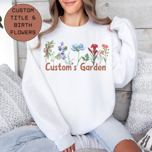 Custom Grandmas Garden Sweatshirt, Personalized Birth Month Flowers, Grandma Shirt