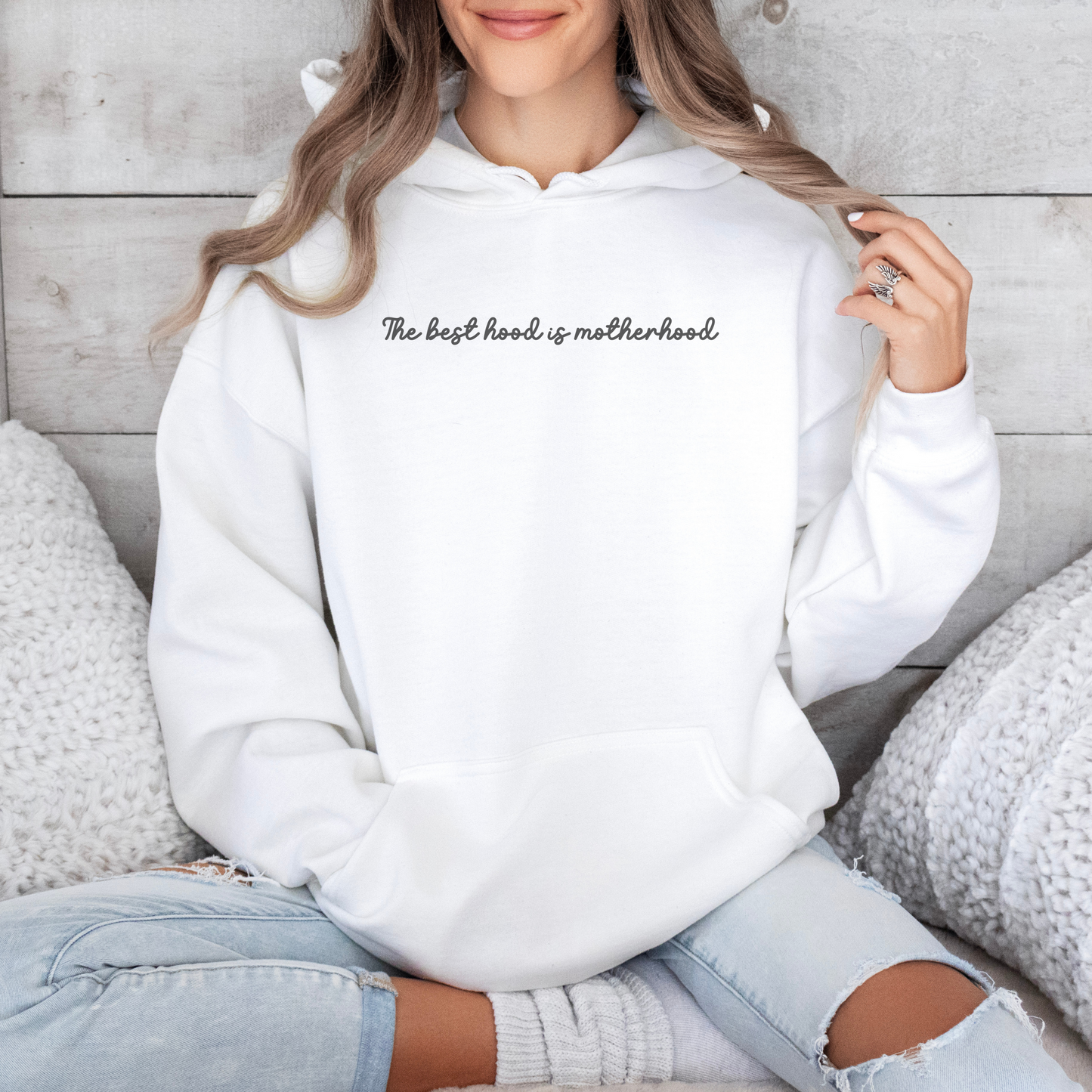 The Best Hood Is Motherhood Hoodie, Mom Sweatshirt, Personalization, minimal mom shirt, Mom Gift, Grandma Gift, Mother's Day, Mama Shirt