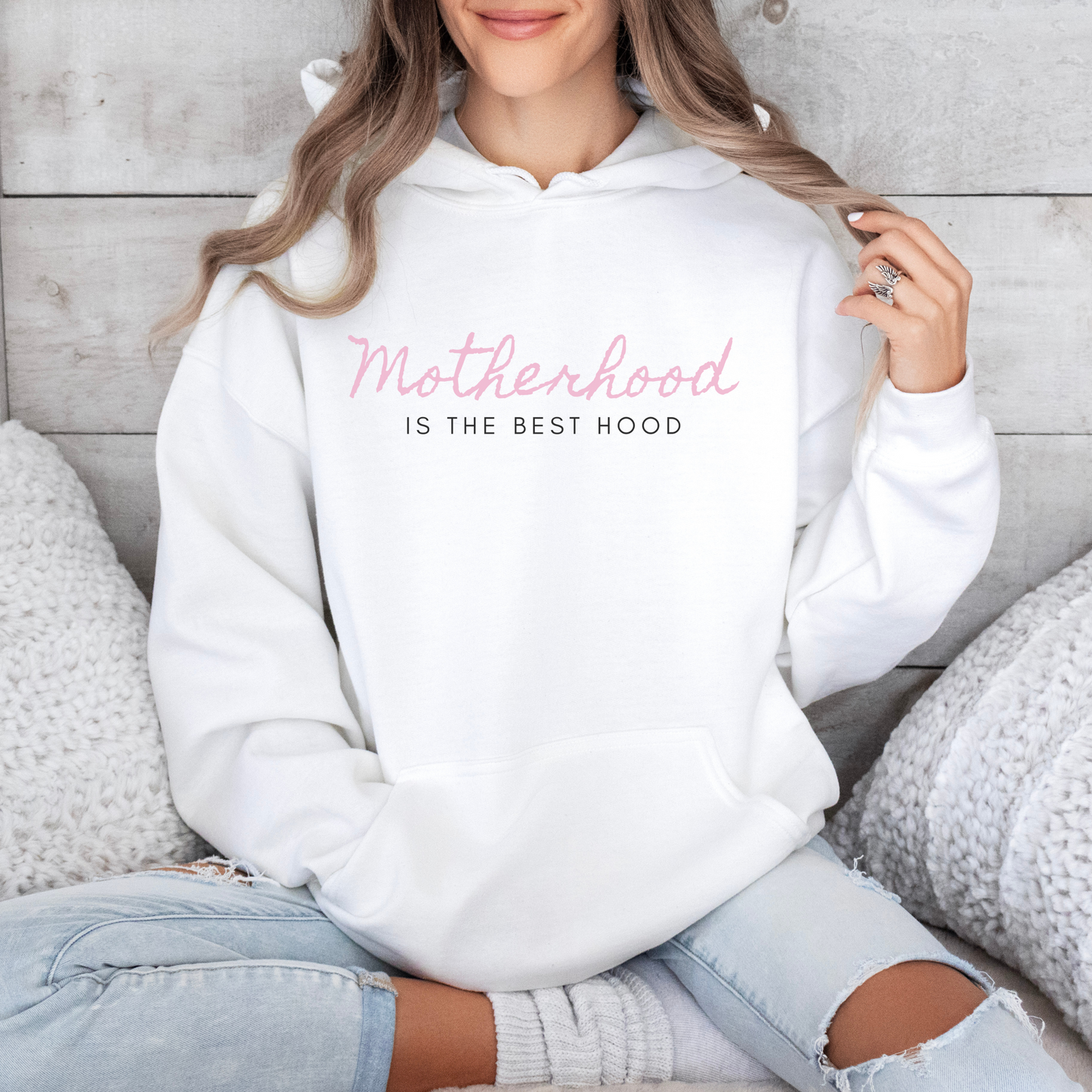 Motherhood is the best hood Hooded Sweatshirt, Mom Shirt, minimal mom shirt, Mom Gift, Grandma Gift, Mother's Day