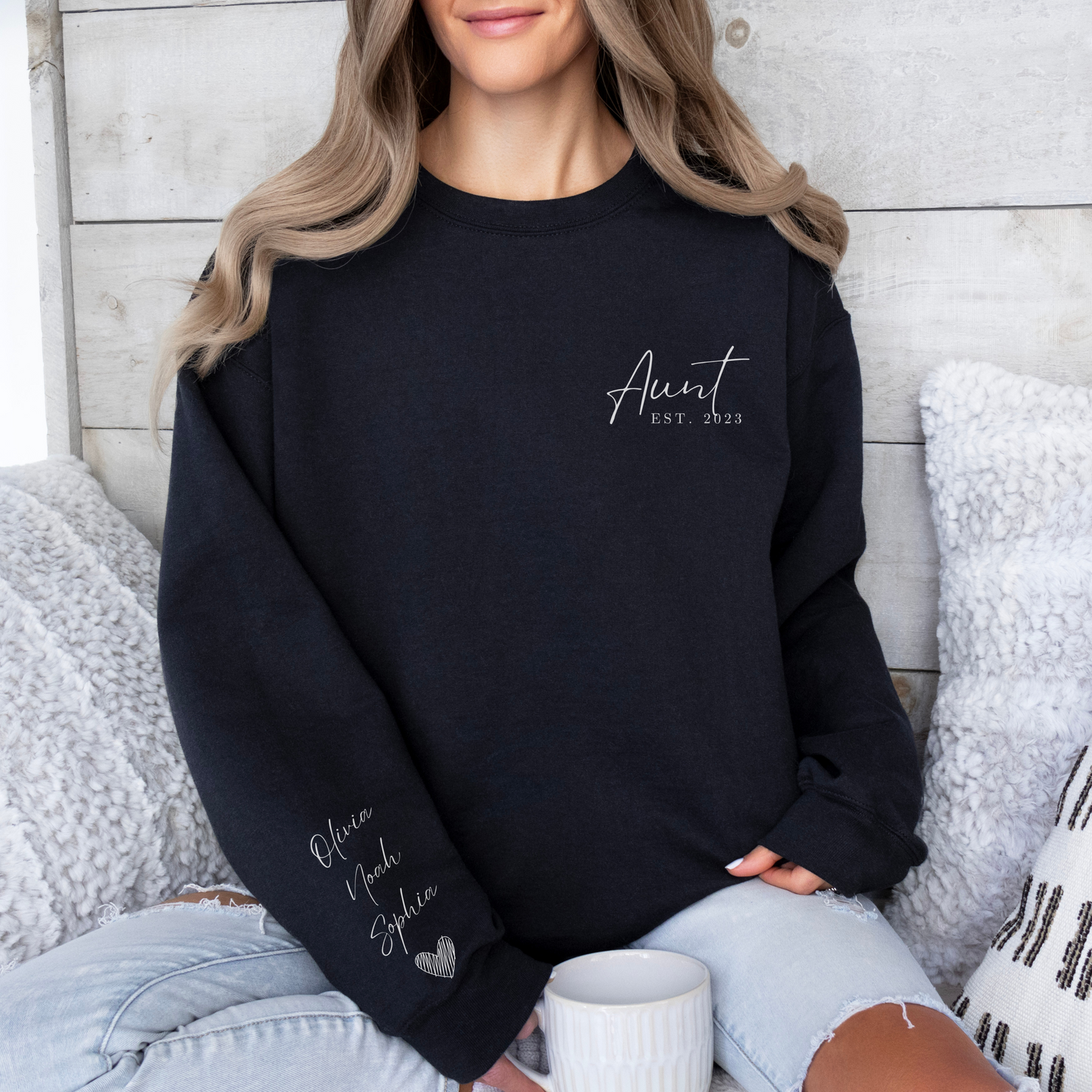 Custom Aunt EST Sweatshirt, Auntie Sweatshirt, Aunt Sweatshirt, TiTi Sweatshirt, Custom Year Shirt, Custom Kids Names