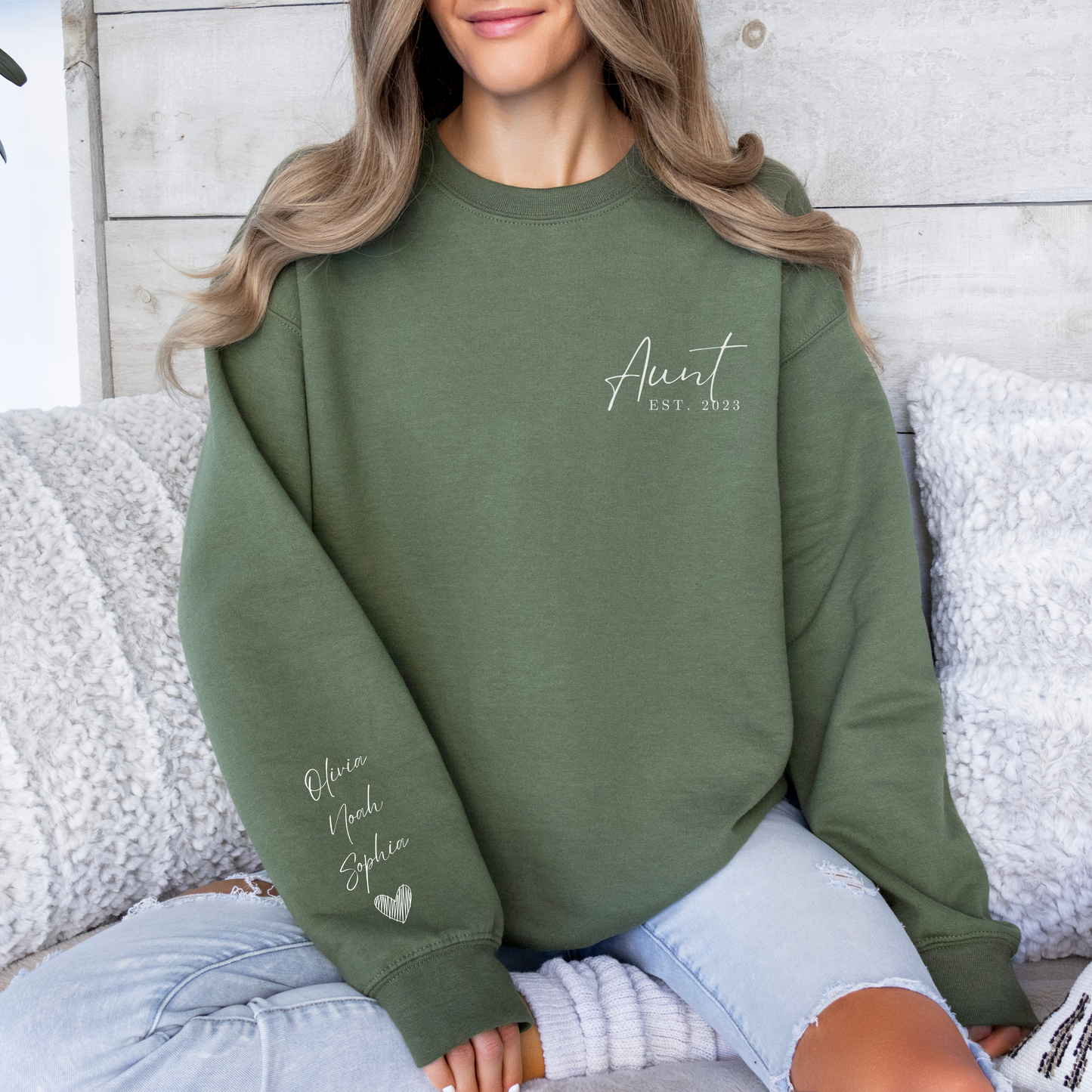 Custom Aunt EST Sweatshirt, Auntie Sweatshirt, Aunt Sweatshirt, TiTi Sweatshirt, Custom Year Shirt, Custom Kids Names