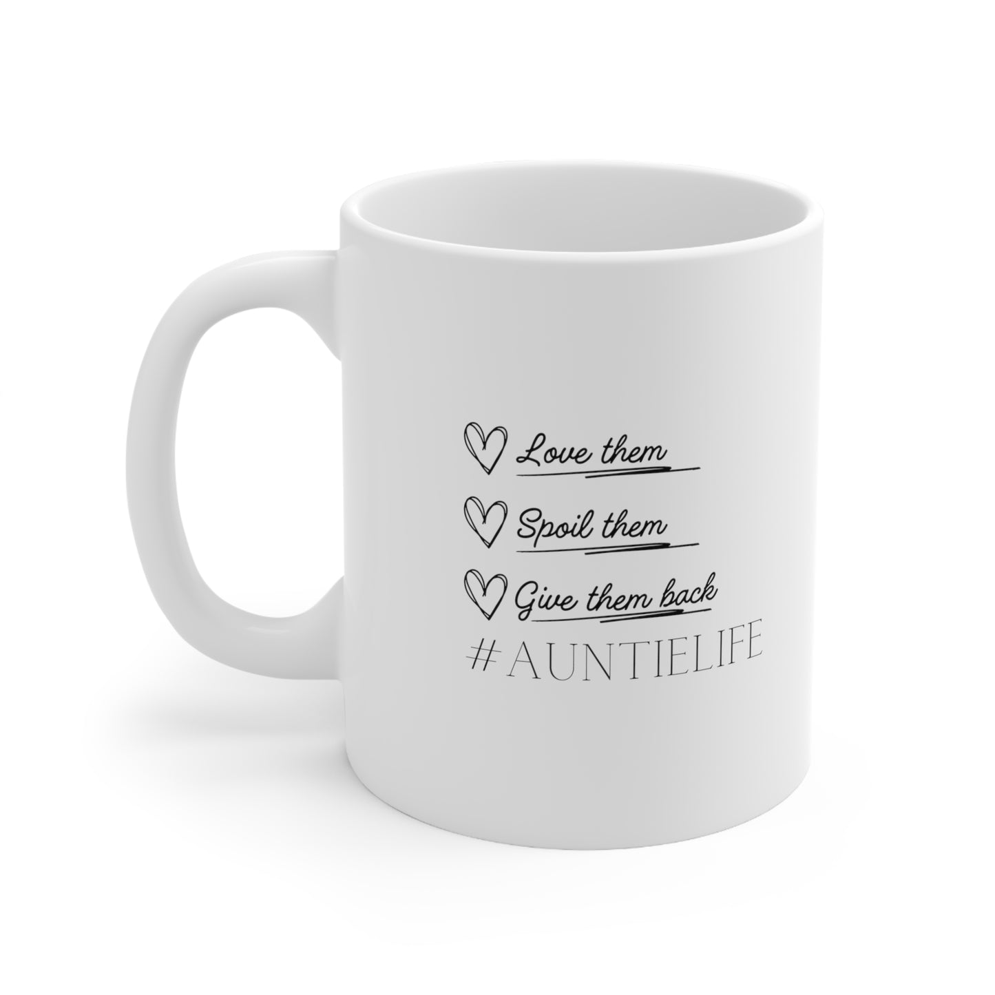 Auntie Life Mug with custom aunt name, Ceramic Mug 11oz