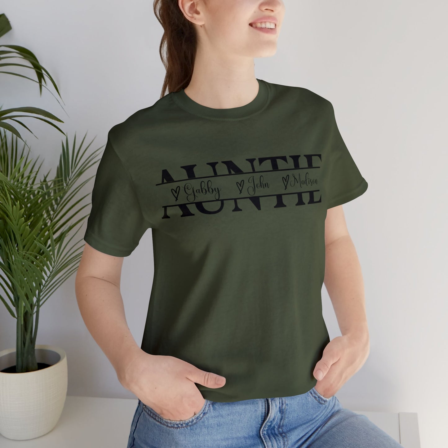 Auntie T-Shirt With Custom Kids Names, Auntie Shirt, Personalized Kids Names