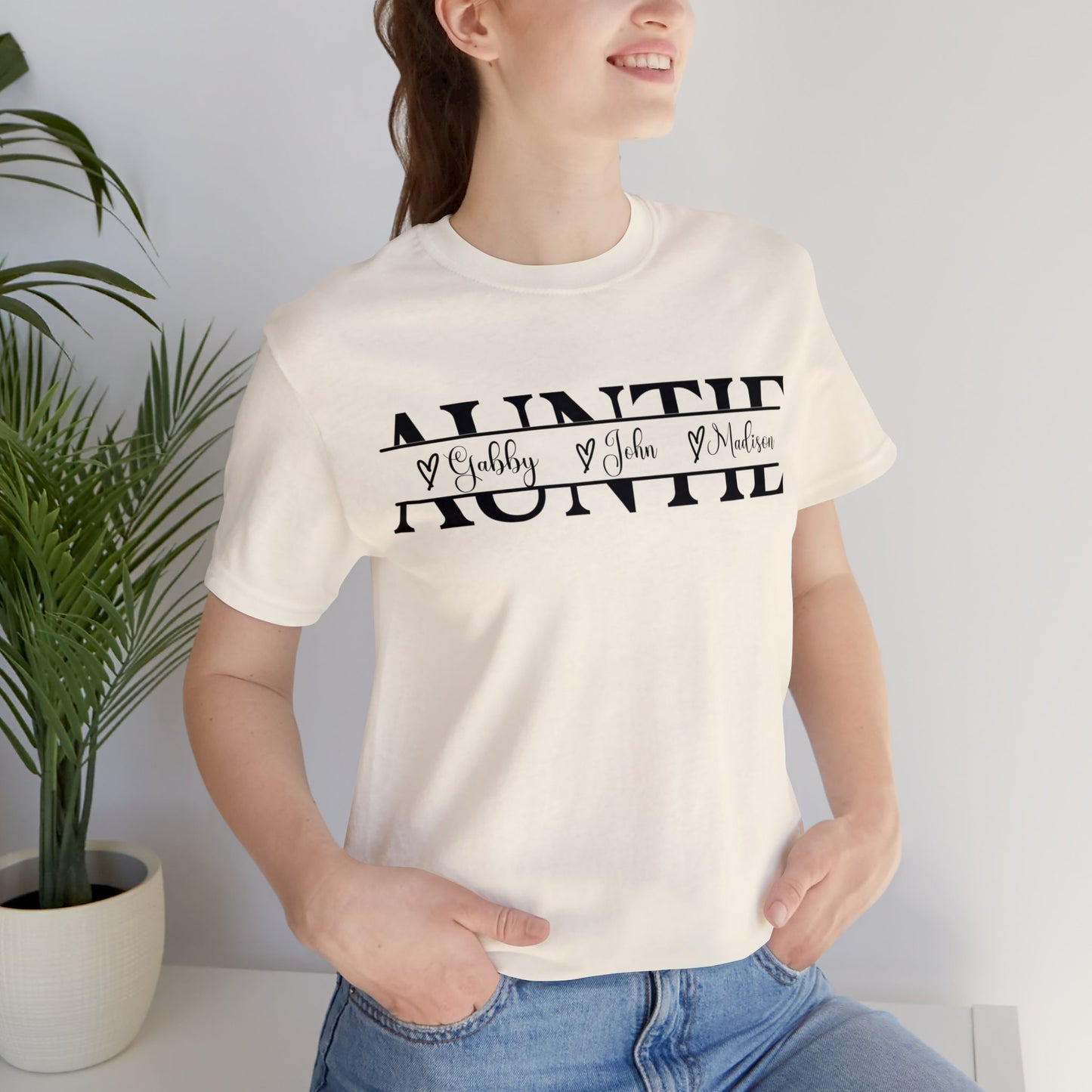 Auntie T-Shirt With Custom Kids Names, Auntie Shirt, Personalized Kids Names