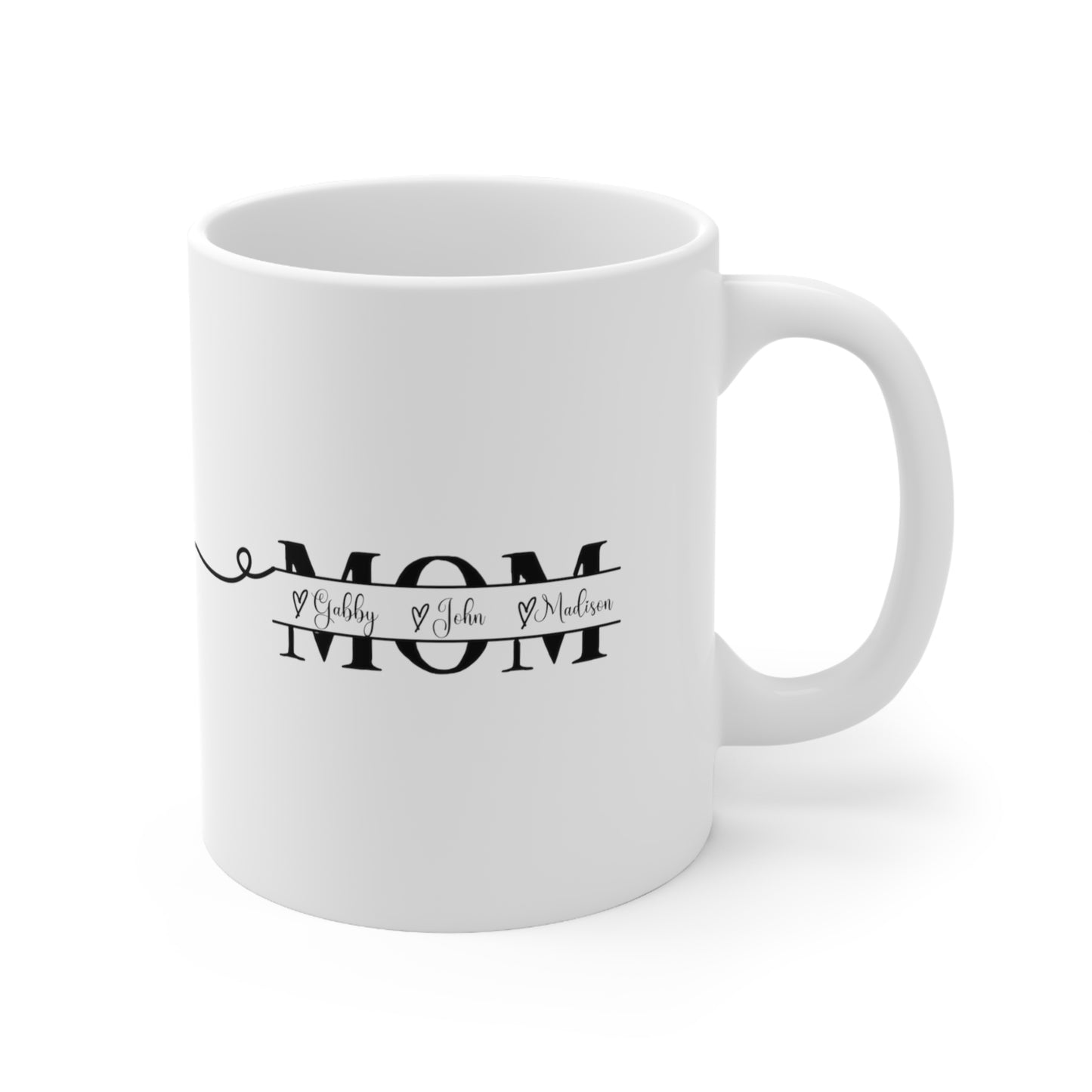 Mom Mug with custom kids names, Ceramic Mug 11oz