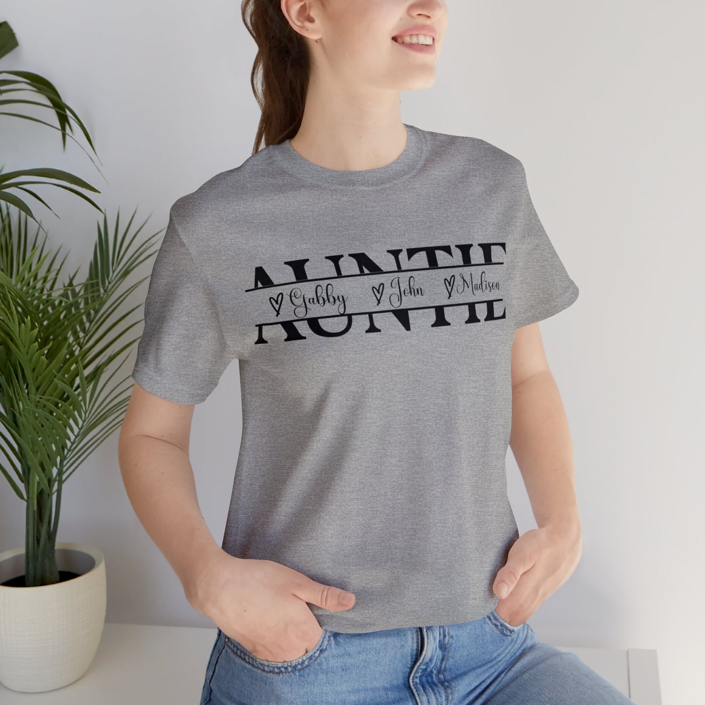 Auntie T-Shirt With Custom Kids Names, Auntie Shirt, Personalized Kids Names