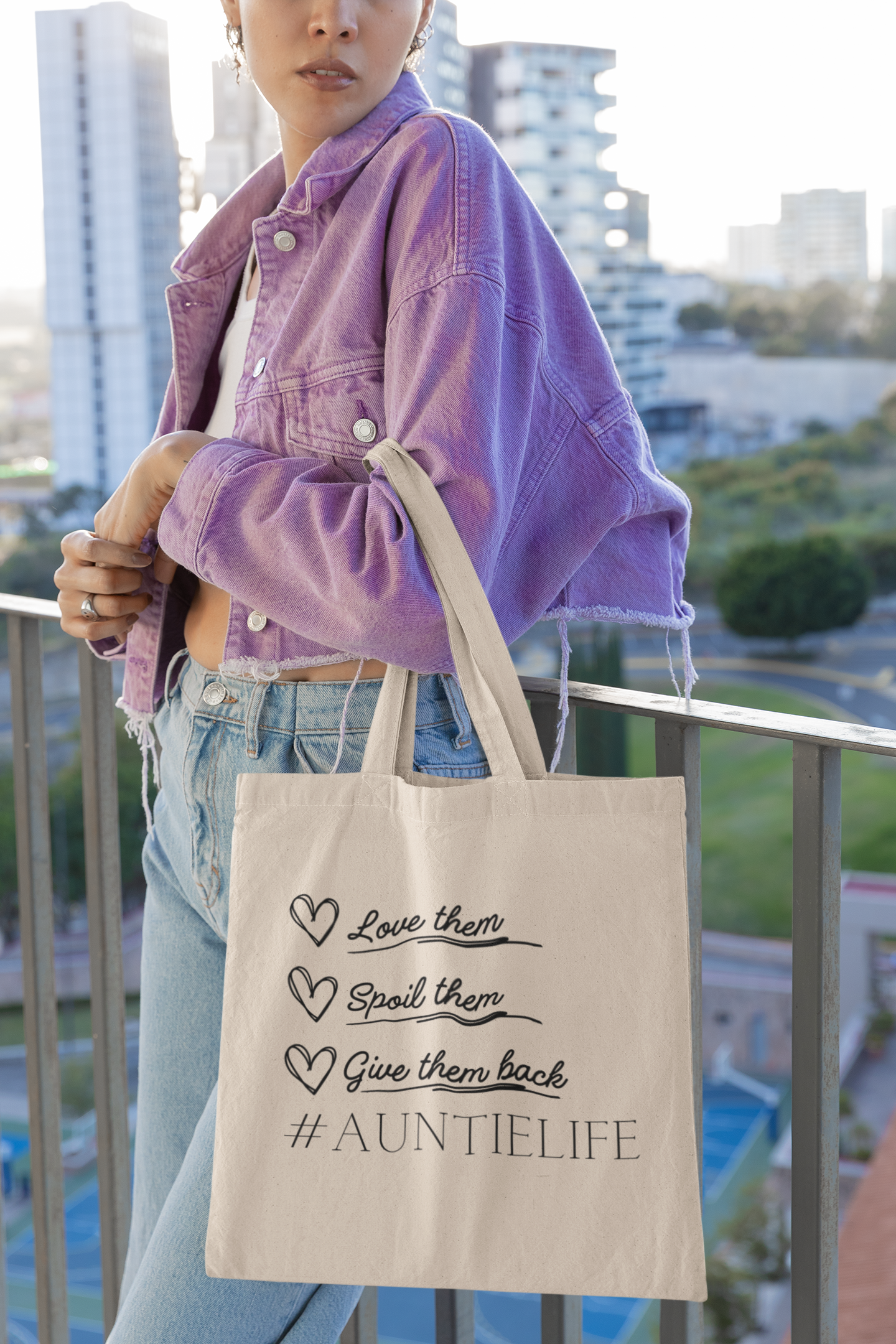 Auntie Life Cotton Canvas Tote Bag